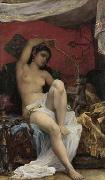 unknown artist Odalisque playing with a Monkey France oil painting artist